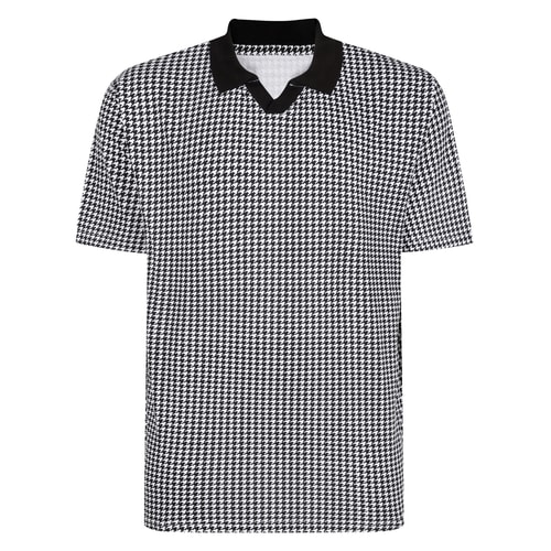 Bigdude Houndstooth AOP Polo Shirt Black/White