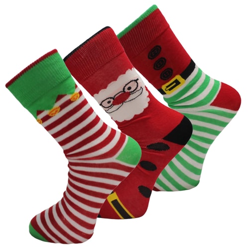 Christmas Design Socks 3 Pack Stripe