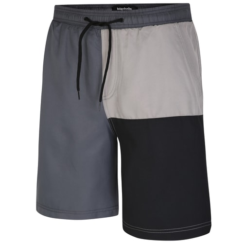 Bigdude Colour Block Swim Shorts Black/Charcoal/Grey