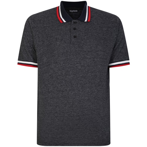 Bigdude Two Tone Contrast Polo Shirt Black Tall