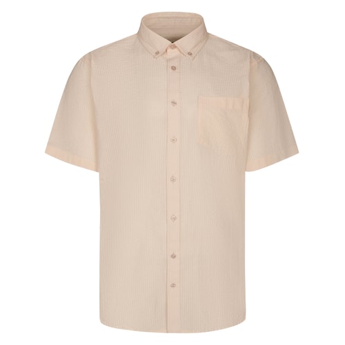 Bigdude Easy Iron Seersucker Shirt Faded Peach Tall