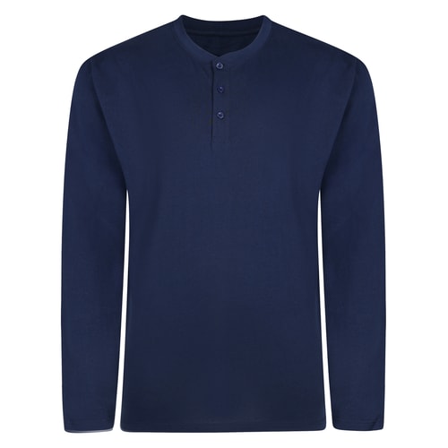 Bigdude Long Sleeve Grandad T-Shirt Navy