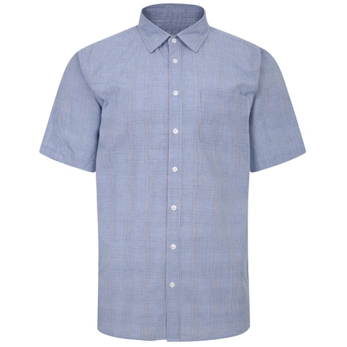 Bigdude Checked Short Sleeve Shirt Light Blue Tall