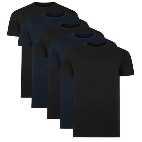 Bigdude 5 Pack Plain T-Shirts Black/ Navy Tall