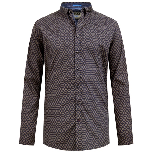 D555 Sheffield Micro gold AOP Shirt Navy