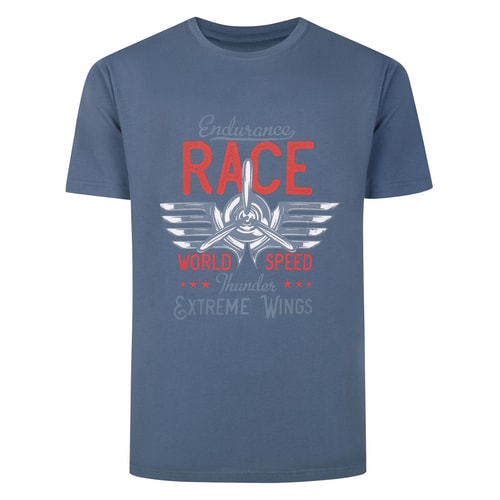 Bigdude Extreme Wings Print T-Shirt Dusty Blue Tall