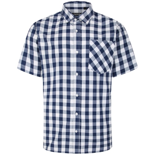 Bigdude Gingham Short Sleeve Shirt Navy