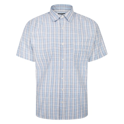 Bigdude Lightweight Short Sleeve Checked Shirt Blue