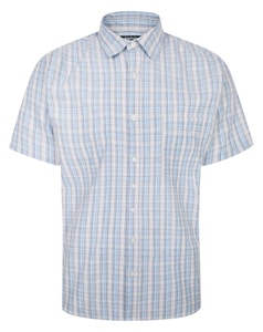 Bigdude Lightweight Short Sleeve Checked Shirt Blue