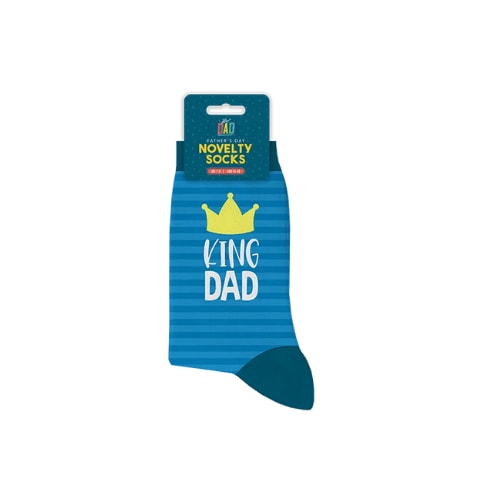 Fathers Day King Dad 1 Pack Socks Blue
