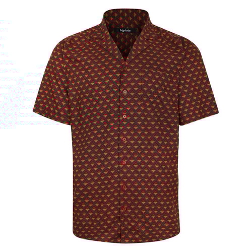 Bigdude Diamonds Viscose Relaxed Collar Shirt Mustard