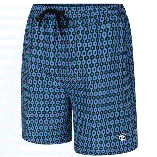 Espionage Geometric Chain Print Swim Shorts Blue/Black