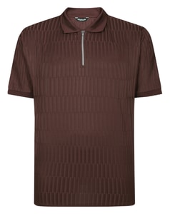 Bigdude Jacquard Zip Up Polo Brown Tall