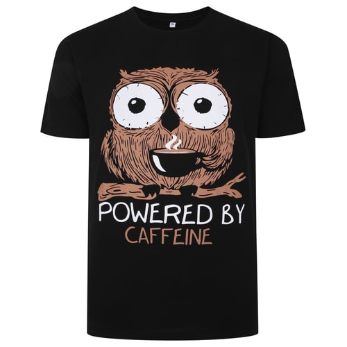 Bigdude Powered By Caffeine Print T-Shirt Black