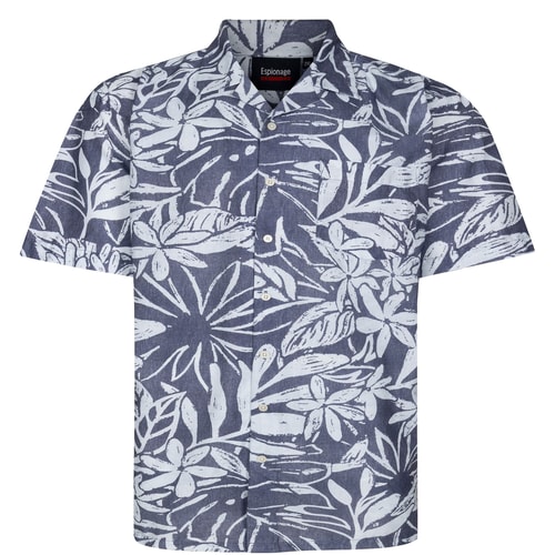 Espionage AOP Leaf Print Shirt Grey