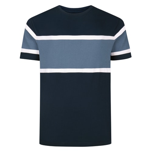 Bigdude Cut & Sew Chest Panel T-Shirt Navy/Dusty Blue Tall