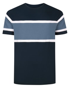 Bigdude Cut & Sew Chest Panel T-Shirt Navy/Dusty Blue Tall