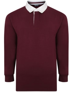 Bigdude Rugby Style Long Sleeve Polo Shirt Burgundy