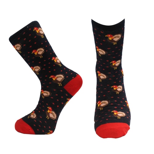 Turkey Novelty Christmas Socks Single Pair Navy