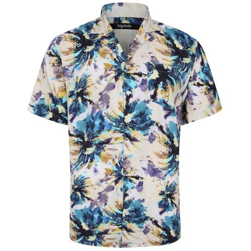 Bigdude Viscose Relaxed Collar Abstract Shirt Multi Tall