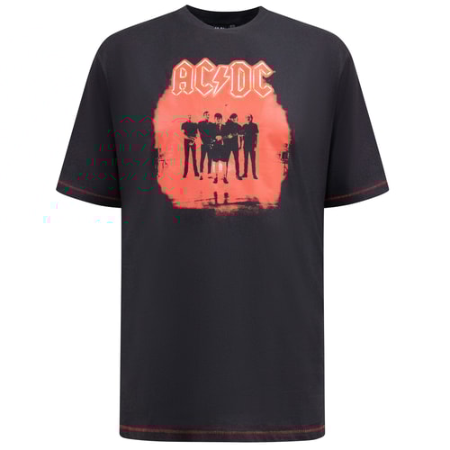 D555 Uxbridge Official ACDC Printed Crew Neck T-Shirt Washed Black