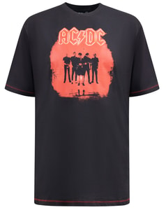 D555 Uxbridge Official ACDC Printed Crew Neck T-Shirt Washed Black