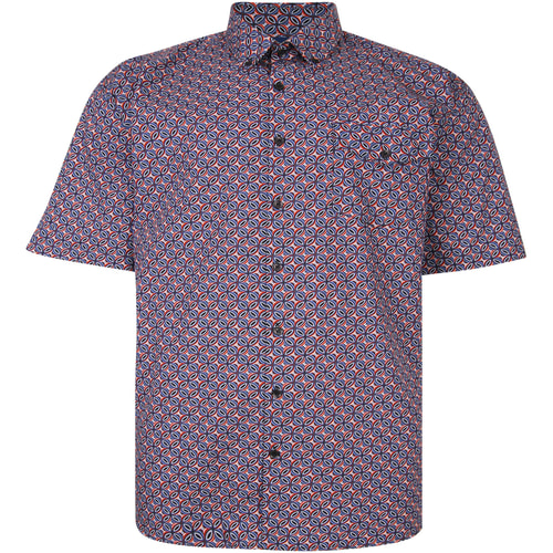 Espionage Circle Geometric Print Shirt Navy