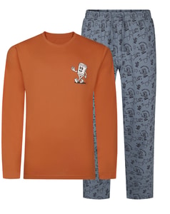 Bigdude Easy Morning PJ Set Burnt Orange/Blue