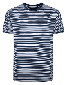 Bigdude Marl Striped T-Shirt Light Grey Marl/Dark Navy