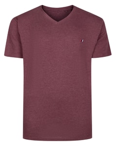 Bigdude Embroidery V-Neck T-Shirt Burgundy Marl