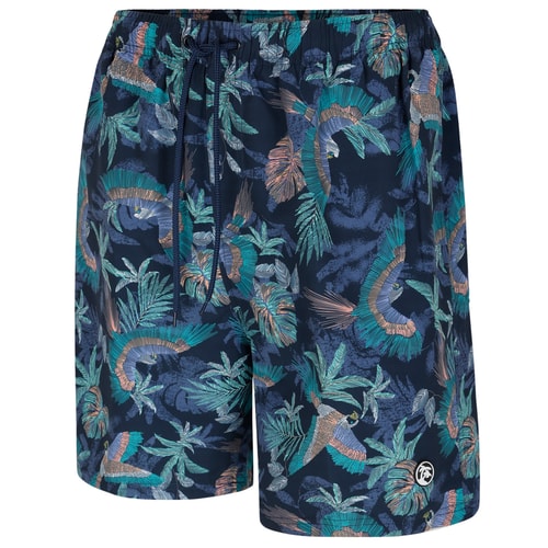 Espionage Bird Print Water Shorts Blue