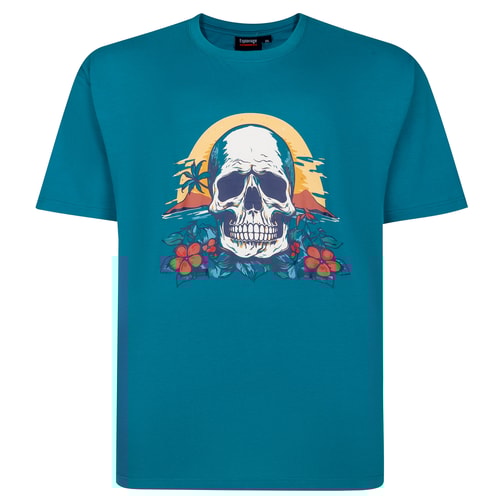 Espionage Skull Island Print T-Shirt Jade Green