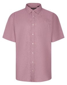 Bigdude Lightweight Linen Touch Button Down Collar Shirt Burgundy Tall