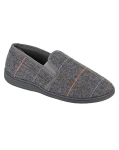 Zedzzz Kenny Herringbone Twin Gusset Slippers Grey