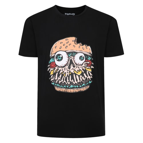 Bigdude Burger Print T-Shirt Black