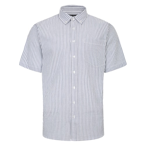 Bigdude Short Sleeve Seersucker Shirt Grey/White