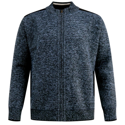 D555 Dereham 1 Zip Through Knitted Sweater Navy Marl
