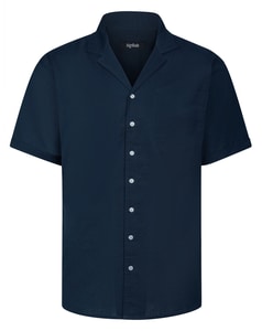 Bigdude Relaxed Collar Linen Blend Shirt Navy
