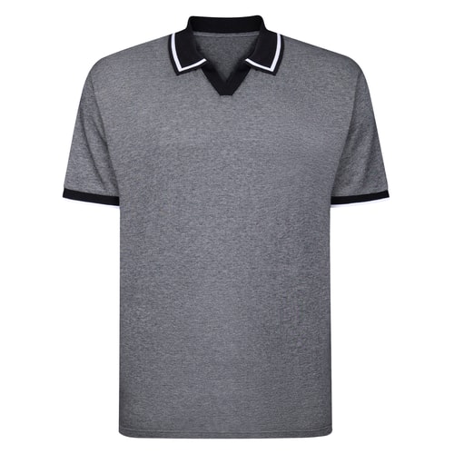 Bigdude Two Tone Tipped Revere Polo Shirt Black/Light Grey