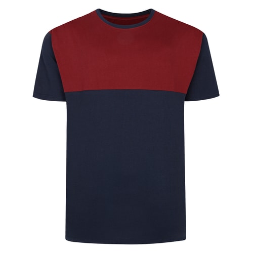 Bigdude Cut & Sew 2 Tone T-Shirt Navy/Burgundy