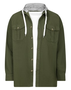 Bigdude Hooded Flannel Shirt Olive Tall