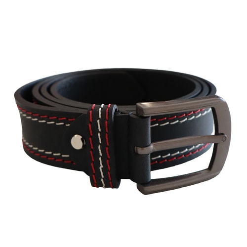 Bigdude Chunky Stitching Leather Belt Black