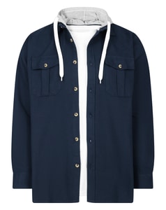 Bigdude Hooded Flannel Shirt Navy Tall