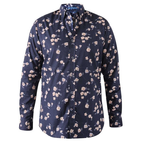 D555 Rooksey Long Sleeve Floral Print Shirt Navy