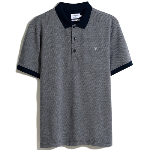 Farah Ferris Jaquard Polo Shirt True Navy