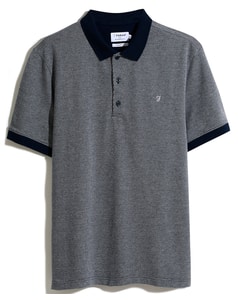 Farah Ferris Jaquard Polo Shirt True Navy