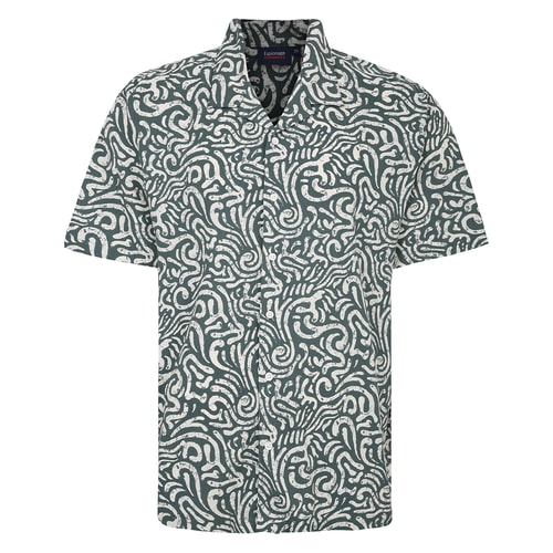 Espionage All Over Abstract Print Shirt Olive/Ecru