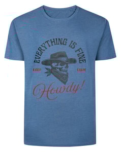 Bigdude Howdy Everything Is Fine Print T-Shirt Denim Marl