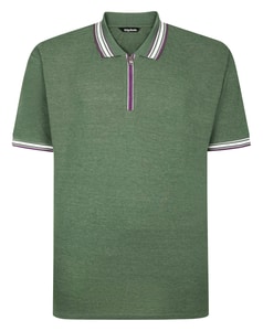 Bigdude Zipped Polo With Tipping Dark Green