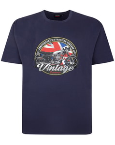 Espionage Vintage Motorbike Print T-Shirt Slate